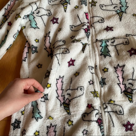 Mikk Lounge white unicorn fuzzy onesie with hood size M Christmas present - Picture 3 of 7